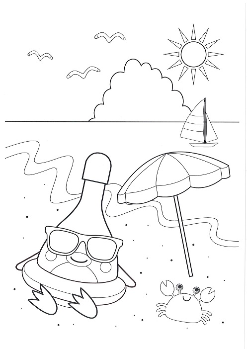 かんちゃんぬりえ　海水浴