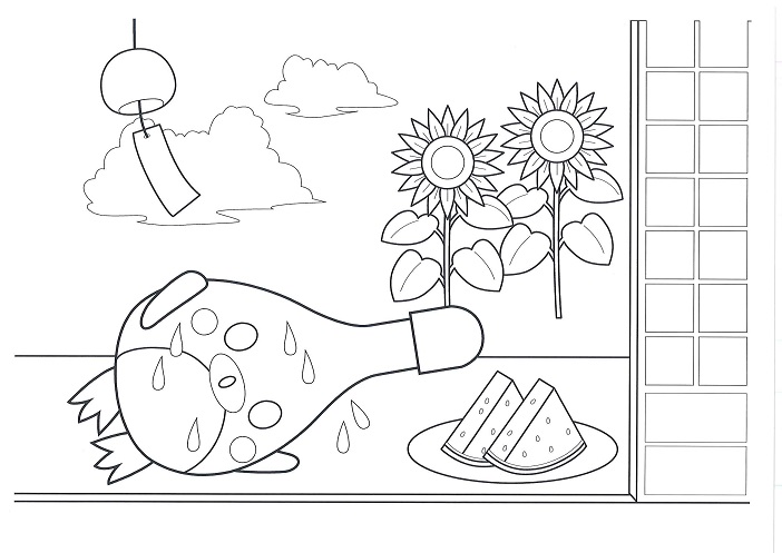 かんちゃんぬりえ「猛暑」