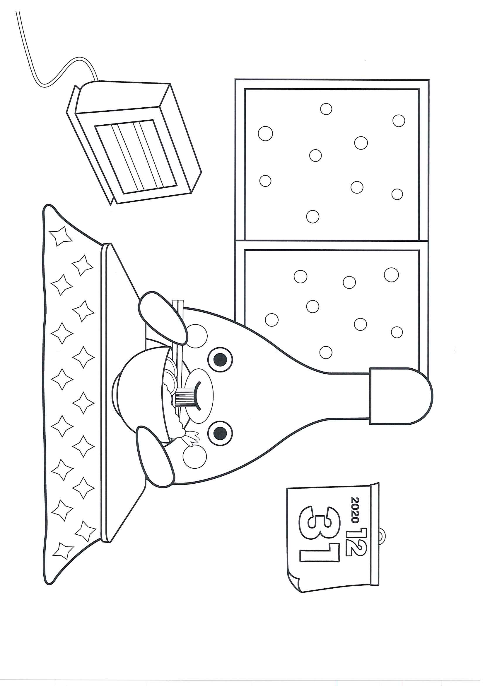 かんちゃん　ぬりえ　大晦日